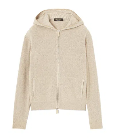 Loro Piana Varallo Hooded Knitted Cardigan In Nude