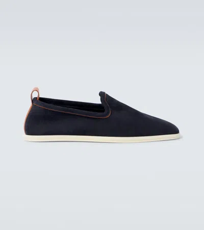 Loro Piana Logo Casual Shoes In Blue