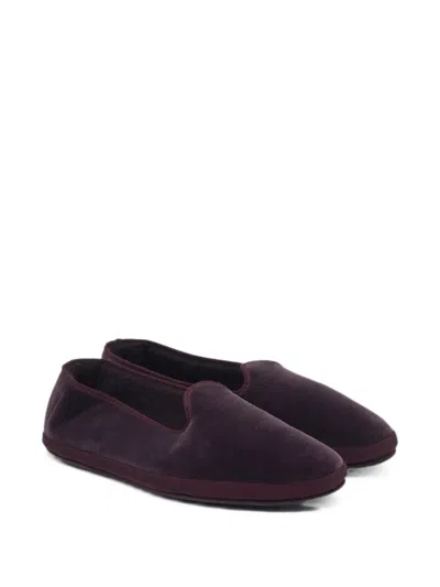 Pre-owned Loro Piana Venice Walk Velvet Slippers In Purple