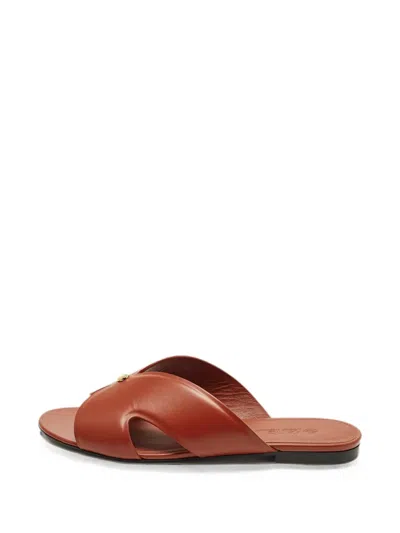 Pre-owned Loro Piana Vera Crossover Slides In Brown