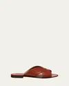 Loro Piana Vera Leather Flat Slide Sandals In Vinegar