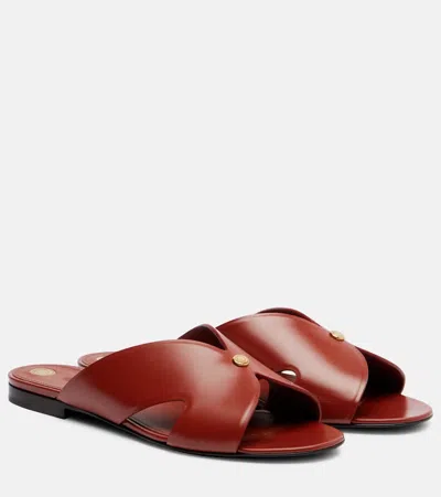 Loro Piana Vera Leather Slides In Brown