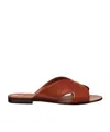 Loro Piana Vera Leather Flat Slide Sandals In Vinegar