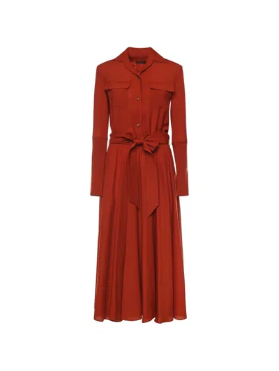 Loro Piana Verlaine Buttoned Belted Dress In Brown