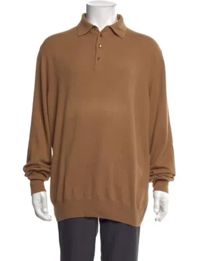 Pre-owned Loro Piana Vicuña Collar Polo Sweater In Brown