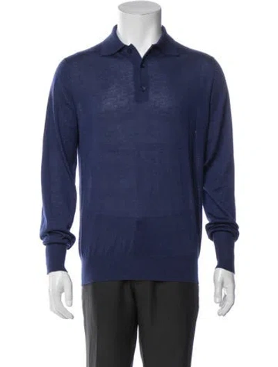 Pre-owned Loro Piana Vintage Cashmere Polo Sweater In Blue