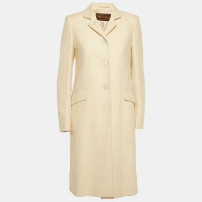 Pre-owned Loro Piana Vintage Cream Textured Cashmere Coat M In White
