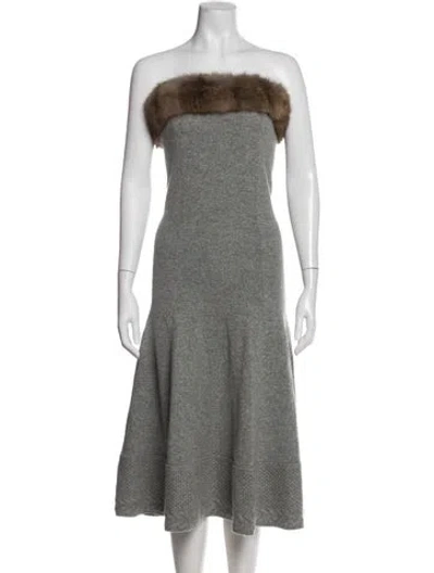 Pre-owned Loro Piana Vintage Midi Length Dress In Gray