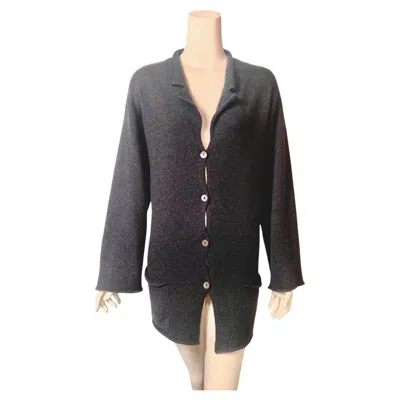 Pre-owned Loro Piana Vintage Oversized Slate Blue Cashmere Cardigan Sweater In Gray