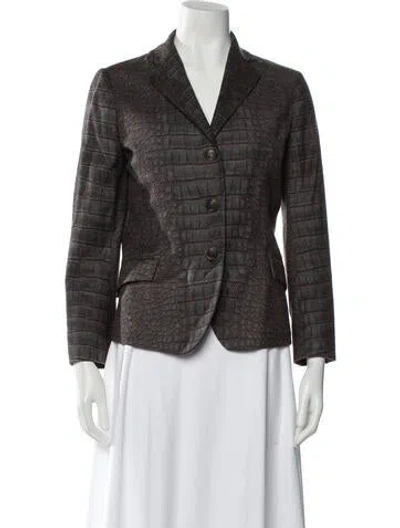 Pre-owned Loro Piana Virgin Wool Animal Print Blazer In Gray