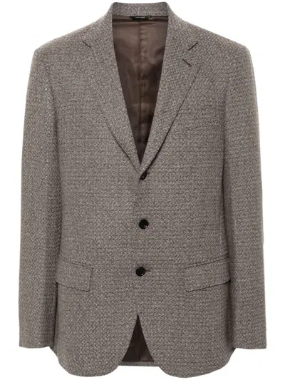 Loro Piana Virgin Wool Blazer In Natural Dark Brown
