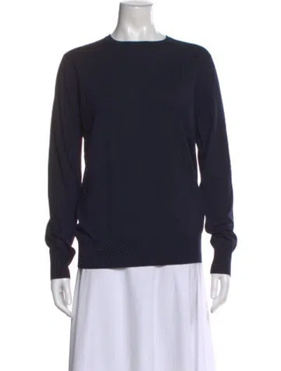 Pre-owned Loro Piana Virgin Wool Crew Neck Sweater In Blue