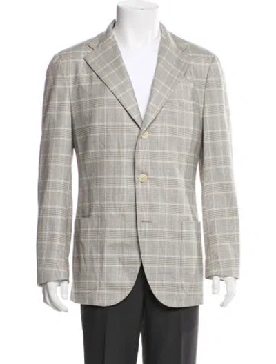 Pre-owned Loro Piana Virgin Wool Plaid Print Blazer In Gray