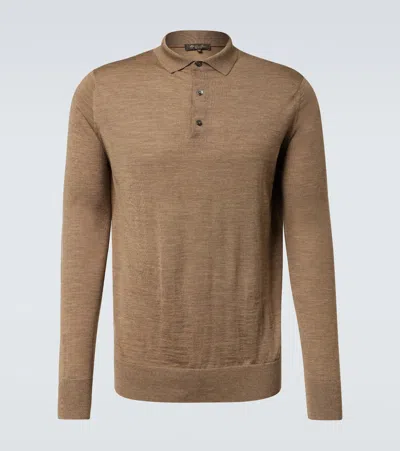 Loro Piana Virgin Wool Polo Sweater In Brown