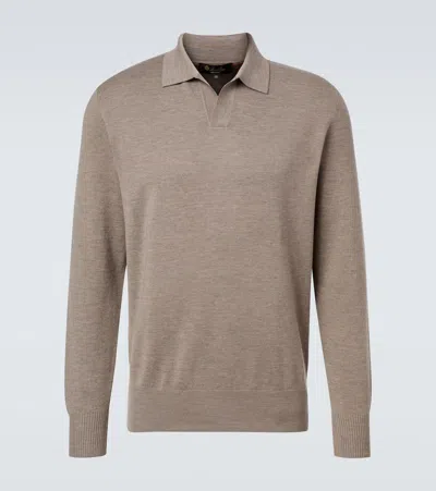 Loro Piana Virgin Wool Polo Sweater In Gray