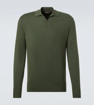 Loro Piana Virgin Wool Polo Sweater In Green