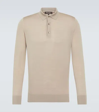 Loro Piana Fine Wish Wool Knit Polo In Natural