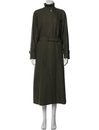 Pre-owned Loro Piana Virgin Wool Trench Coat In Green