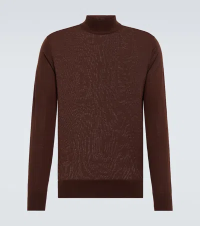 Loro Piana Virgin Wool Turtleneck Sweater In Bordeaux