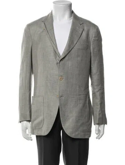 Pre-owned Loro Piana Virgin Wool Tweed Pattern Blazer In Gray