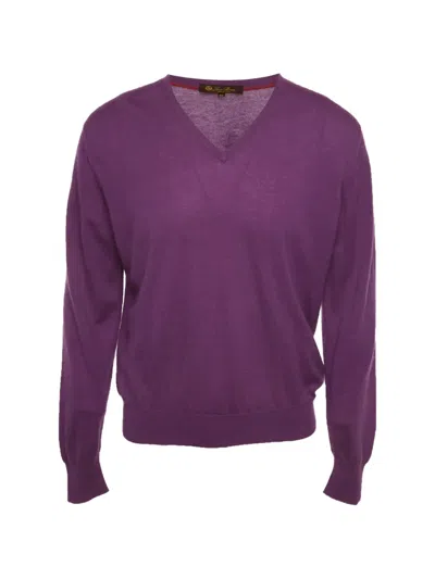Pre-owned Loro Piana V-neck Cashmere Sweater In Purple