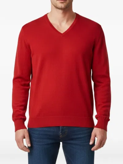 Pre-owned Loro Piana V-neck Fine-knit Sweater In Red