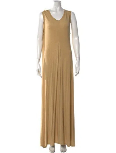 Pre-owned Loro Piana V-neck Long Dress In Neutral