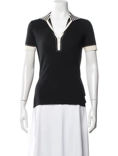 Pre-owned Loro Piana V-neck Short Sleeve Polo In Black