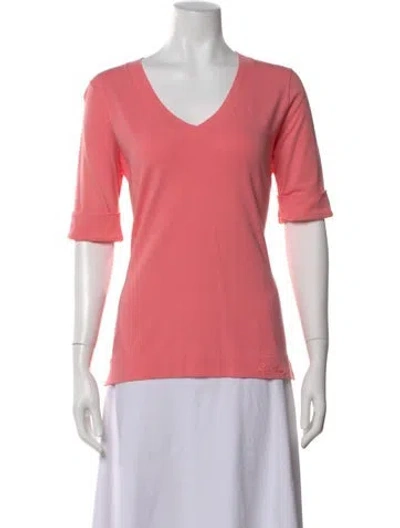 Pre-owned Loro Piana V-neck Three-quarter Sleeve T-shirt In Pink