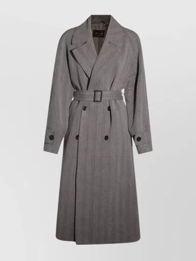 Loro Piana Waist Belted Long Length Lapels In Purple