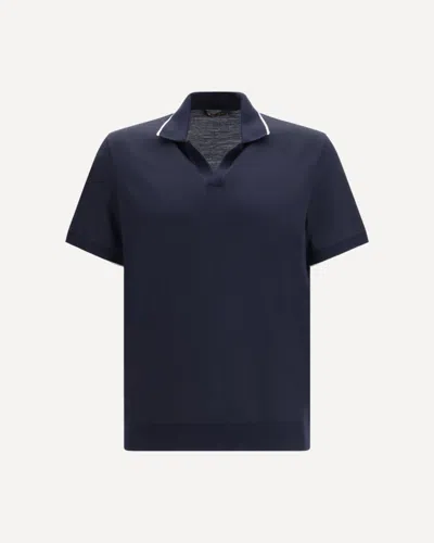 Loro Piana Waitaki Polo-collar T-shirt In Blue
