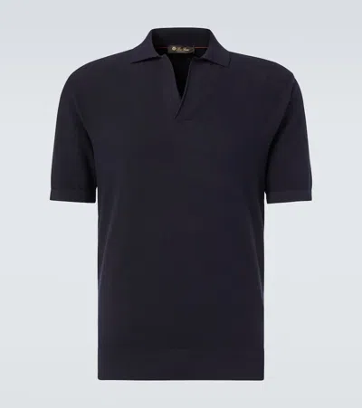Loro Piana Walkery Cotton And Silk Polo Shirt In Blue