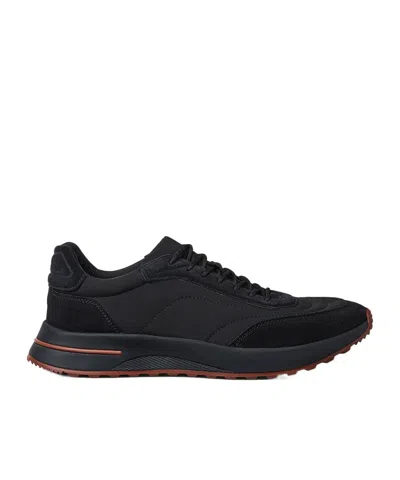 Loro Piana Week End Walk Suede-trimmed Sneakers In Black