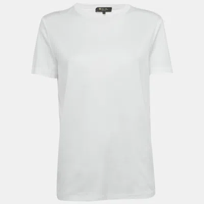 Pre-owned Loro Piana White Cotton Crew Neck T-shirt L