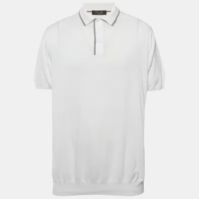 Pre-owned Loro Piana White Cotton Jersey Polo T-shirt 4xl In Sand