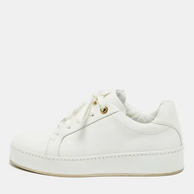 Pre-owned Loro Piana White Leather Nuages Lace Up Sneakers Size 36