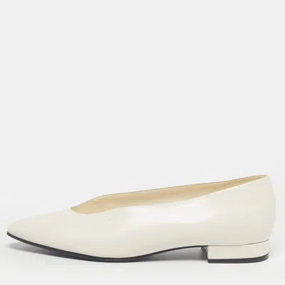 Pre-owned Loro Piana White Leather Rebecca Ballet Flats Size 38