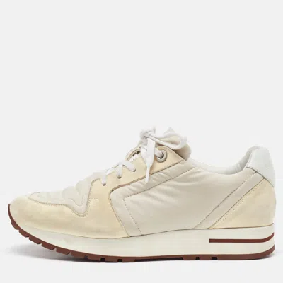 Pre-owned Loro Piana White/cream Suede And Neoprene My Wind Sneakers Size 37