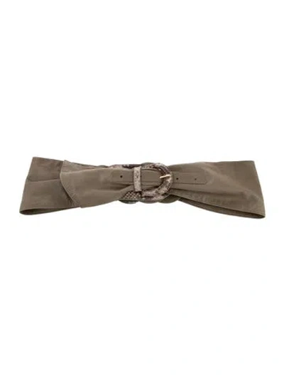 Pre-owned Loro Piana Wide Leather Belt In Green