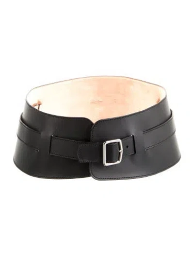 Pre-owned Loro Piana Wide Leather Waist Belt In Black