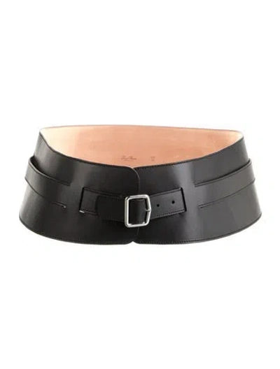 Pre-owned Loro Piana Wide Leather Waist Belt In Black