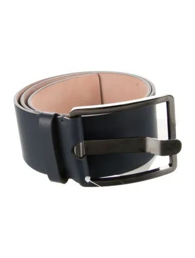 Pre-owned Loro Piana Wide Leather Waist Belt In Blue