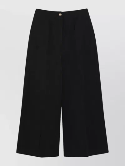 Loro Piana Wide Leg Trousers Pleated Front Pockets In Black