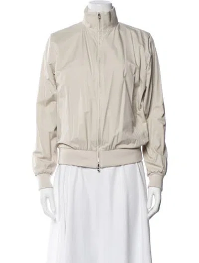 Pre-owned Loro Piana Windmate Storm System Nylon Bomber Jacket In Neutral