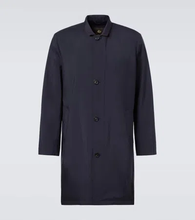 Loro Piana Windmate Suede-trimmed Coat In Blue