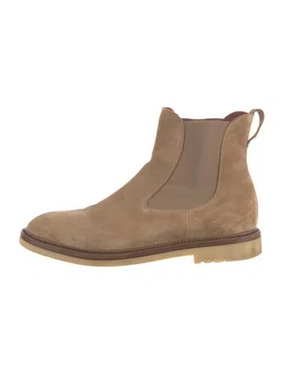Pre-owned Loro Piana Winter Beatle Walk Suede Chelsea Boots In Neutral