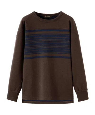Loro Piana Winterdale Striped Wool And Cashmere-blend Sweater In Brown