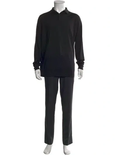 Pre-owned Loro Piana Wish® Virgin Wool Polo Sweater In Black