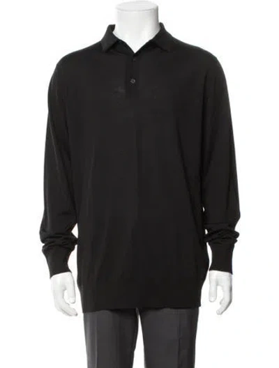 Pre-owned Loro Piana Wish® Virgin Wool Polo Sweater In Black