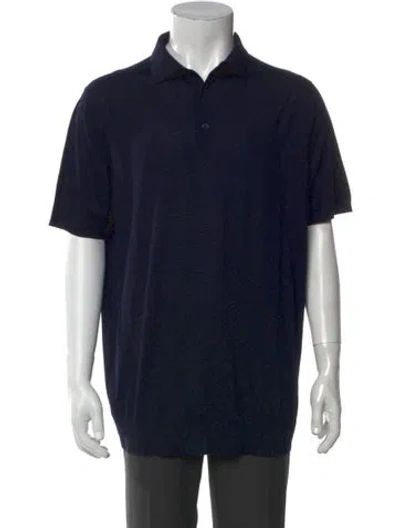 Pre-owned Loro Piana Wish® Virgin Wool Polo Sweater In Blue